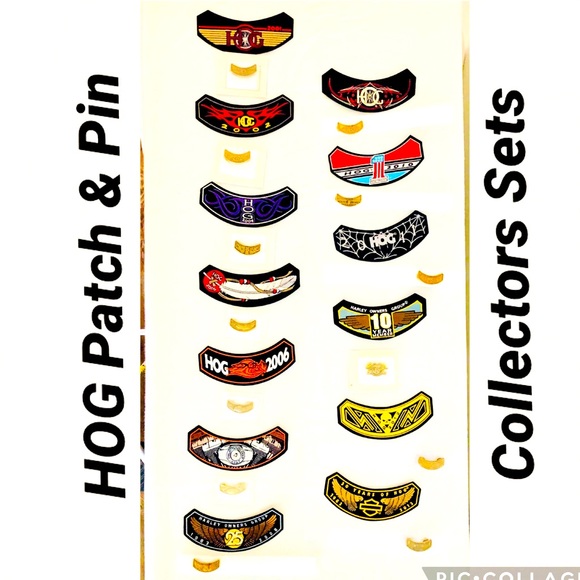 NEW HOG 🏍 ROCKER PATCH & PIN SETS - collectors - Picture 1 of 10
